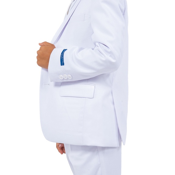 Solid White Notch Lapel 5 Piece Perry Ellis Boy's Suit - Picture 2 of 6